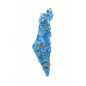 Blue Floral Resin Mezuzah Case in the Shape of Israel