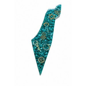 Rich Turquoise Resin Mezuzah Case with Decorative Symbols