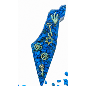 Vintage-Style Dark Blue Resin Mezuzah Case with Decorative Symbols